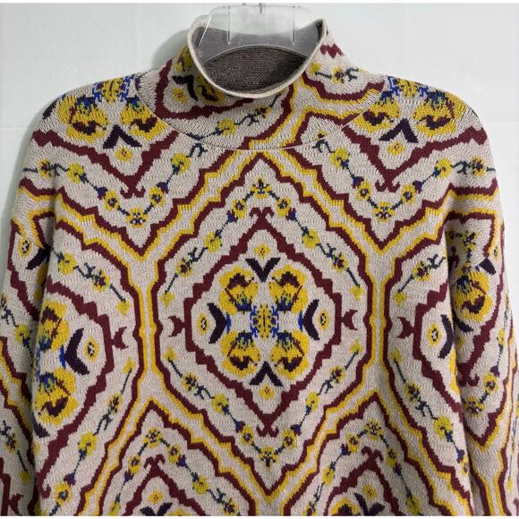 Anthropologie Contrast Mock Neck Viscose Blend Long Sleeve Sweater Size S - Picture 5 of 8